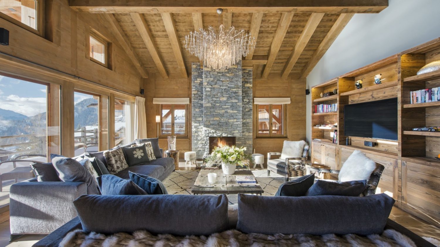 luxurious ski chalet in the swiss alps