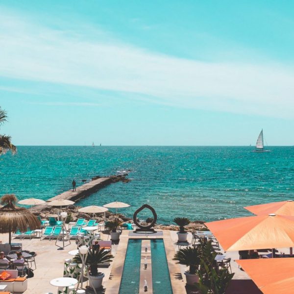 beach club with stunning sea views.