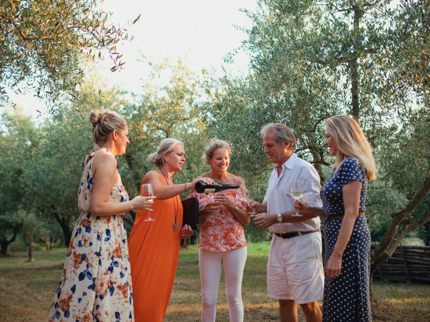 drinking wine in tuscany