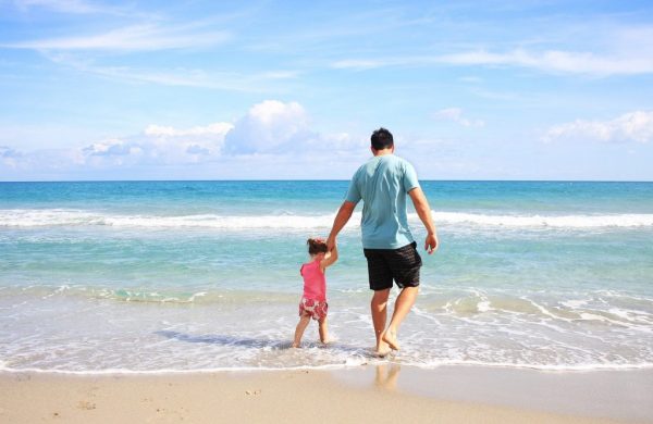 family on beach